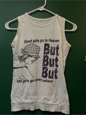 Graphic Tank Top - White with Purple Print